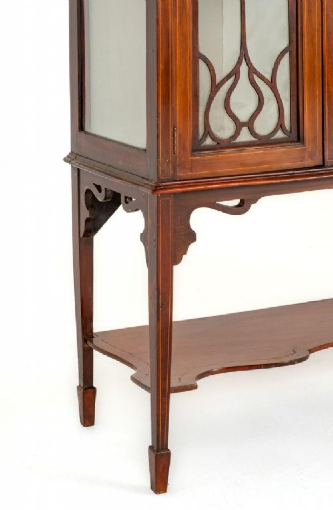Late 19th Century Sheraton Revival Display Cabinet Antique Mahogany 1890