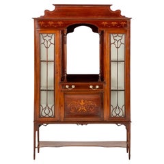 Sheraton Revival Display Cabinet Antique Mahogany 1890