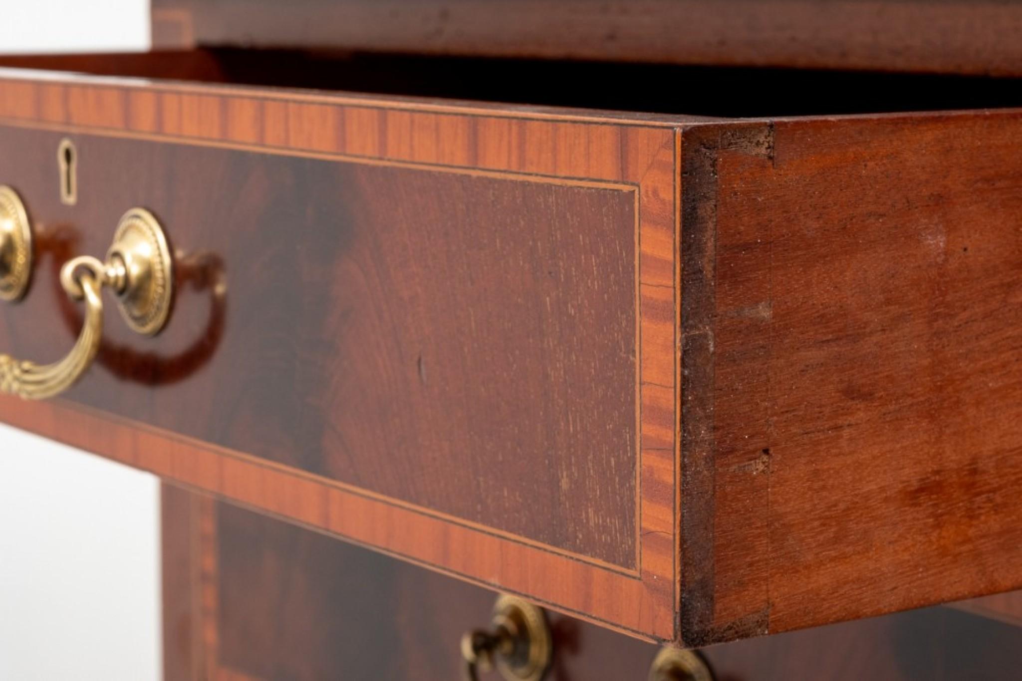 Sheraton Revival Dresser Desk, Antique Mahogany Furniture, 1890 1