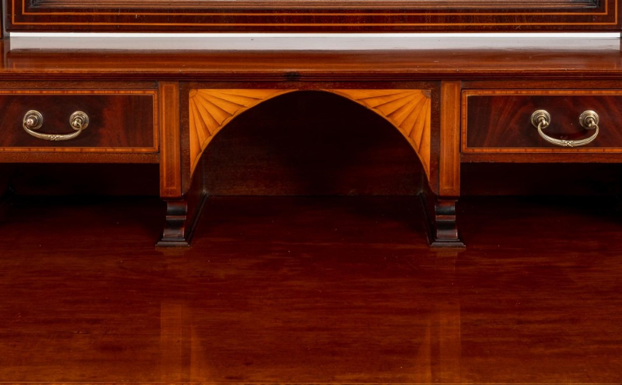 Sheraton Revival Dresser Desk, Antique Mahogany Furniture, 1890 3