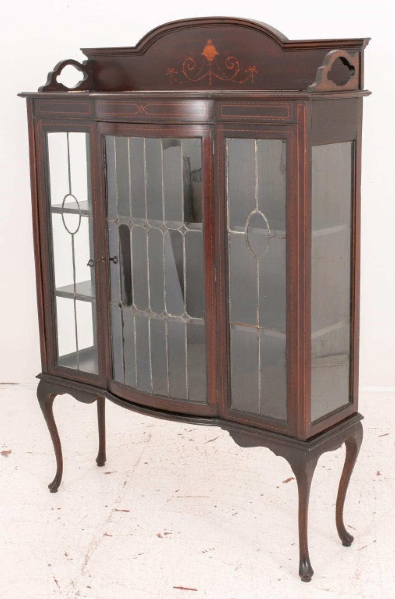 Wood Sheraton Revival Glazed Display Cabinet