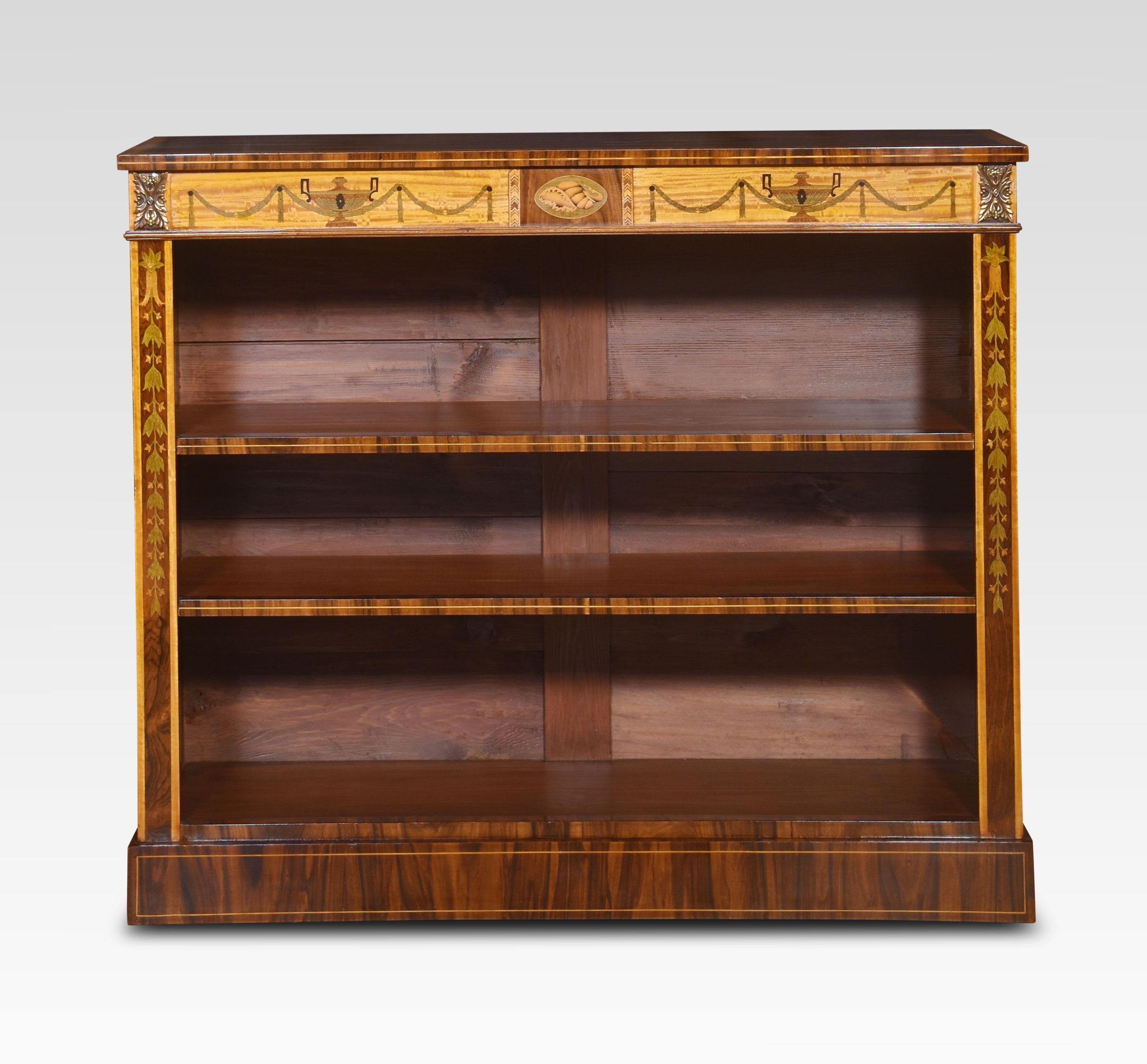 Sheraton revival inlaid open bookcase In Good Condition For Sale In Cheshire, GB