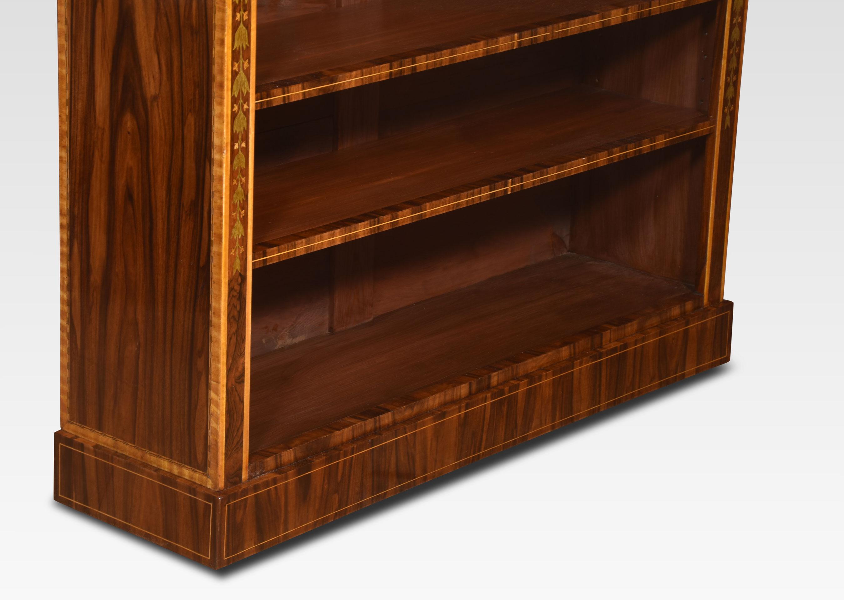 Sheraton revival inlaid open bookcase For Sale 1