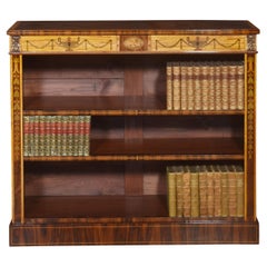 Antique Sheraton revival inlaid open bookcase