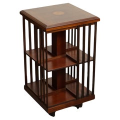 SHERATON REVIVAL INLAID REVOLVING BOOKCASE SIDE END TABLE j1