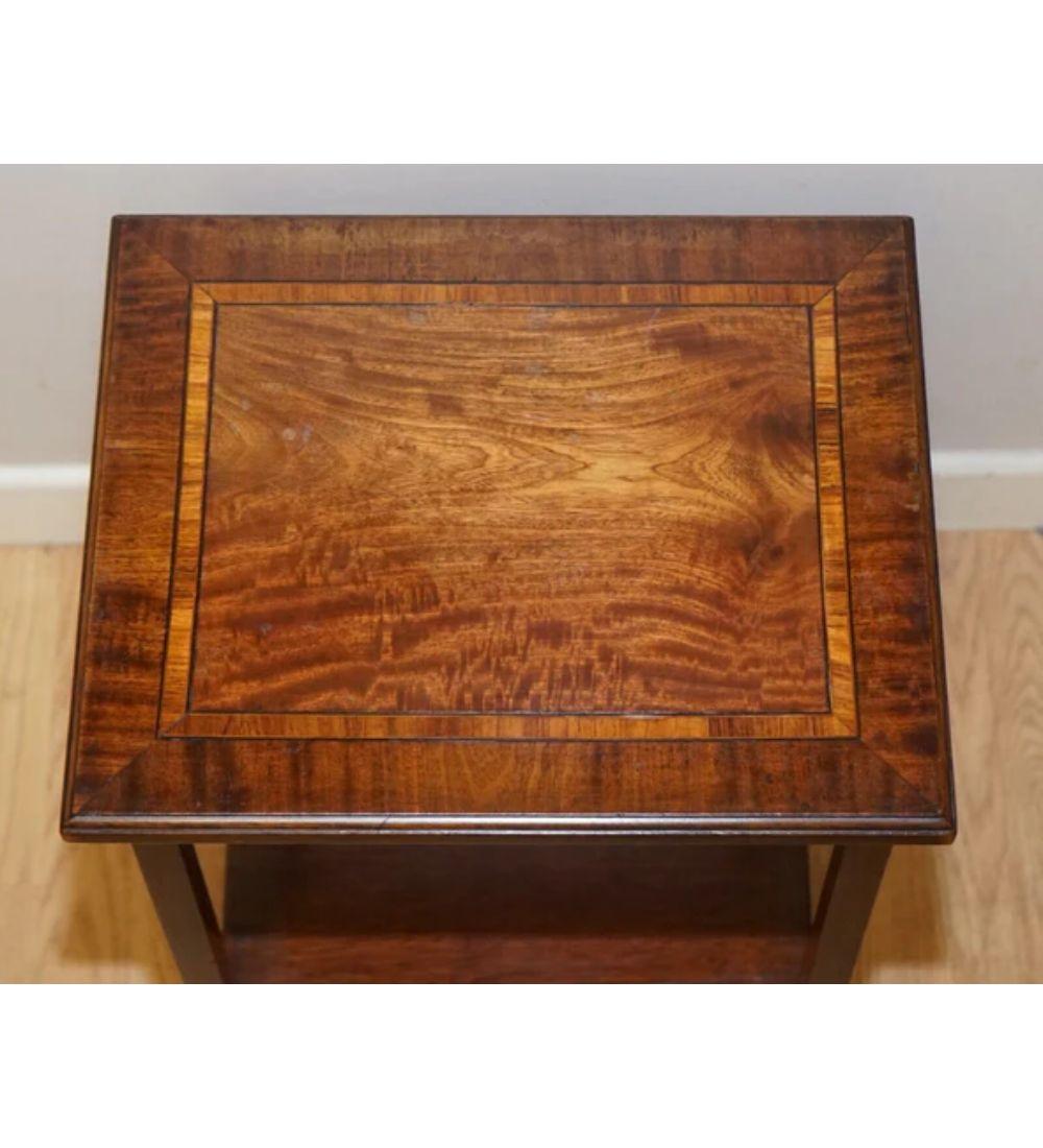 Hand-Crafted Sheraton Revival Inlaid Victorian Occasional Side Plant Wine End Table For Sale