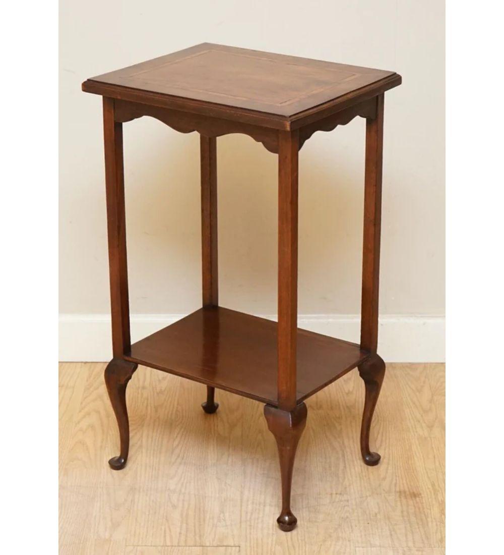 Wood Sheraton Revival Inlaid Victorian Occasional Side Plant Wine End Table For Sale