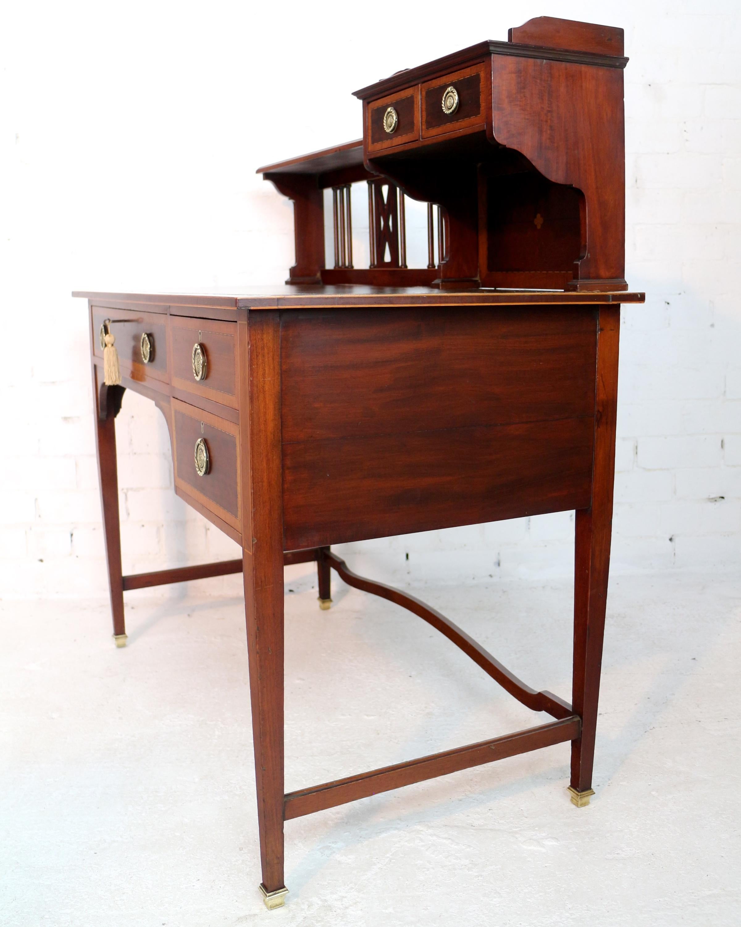 Sheraton Revival Mahogany and Inlaid Desk, Attributed to Shapland & Petter 13