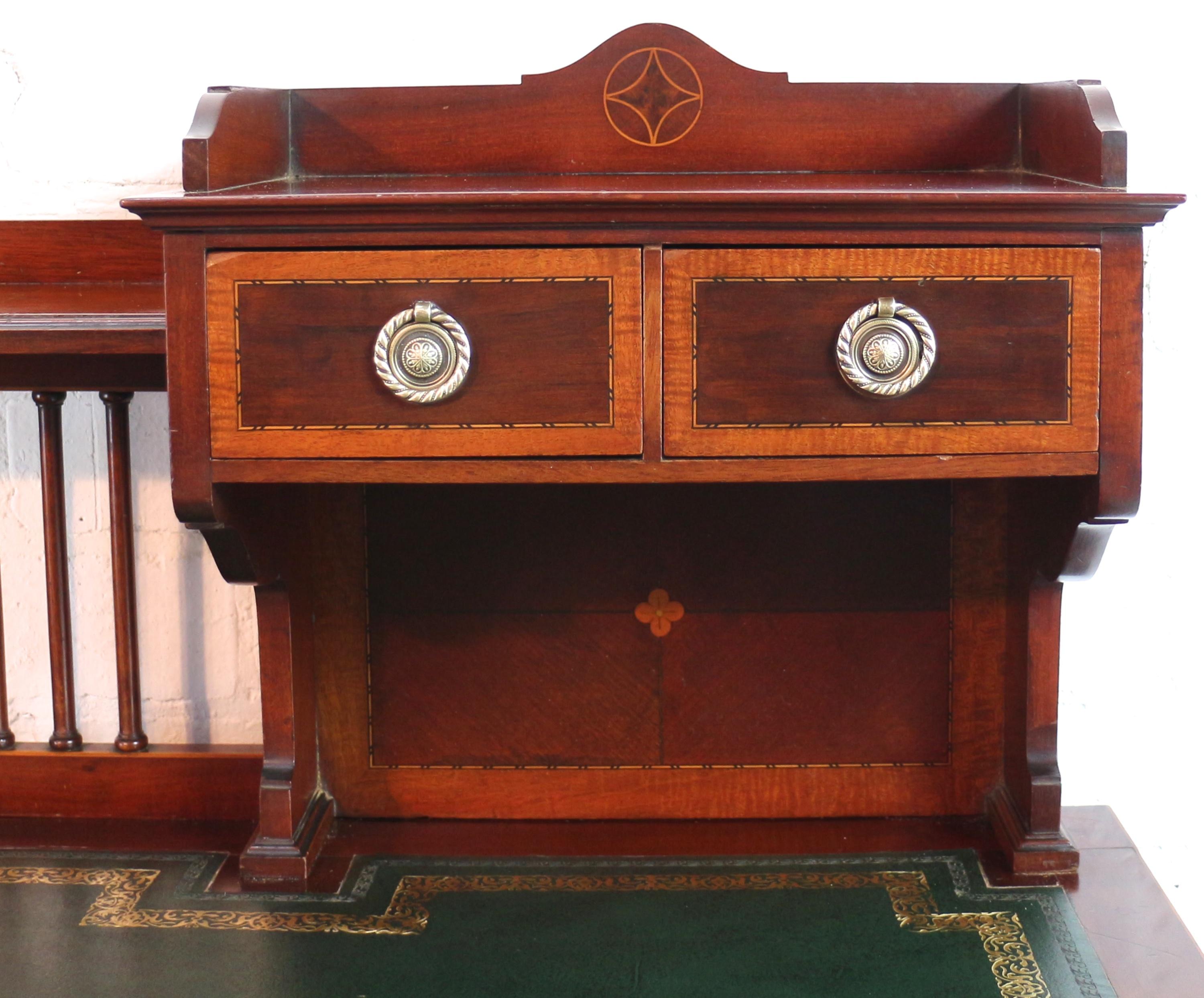 20th Century Sheraton Revival Mahogany and Inlaid Desk, Attributed to Shapland & Petter