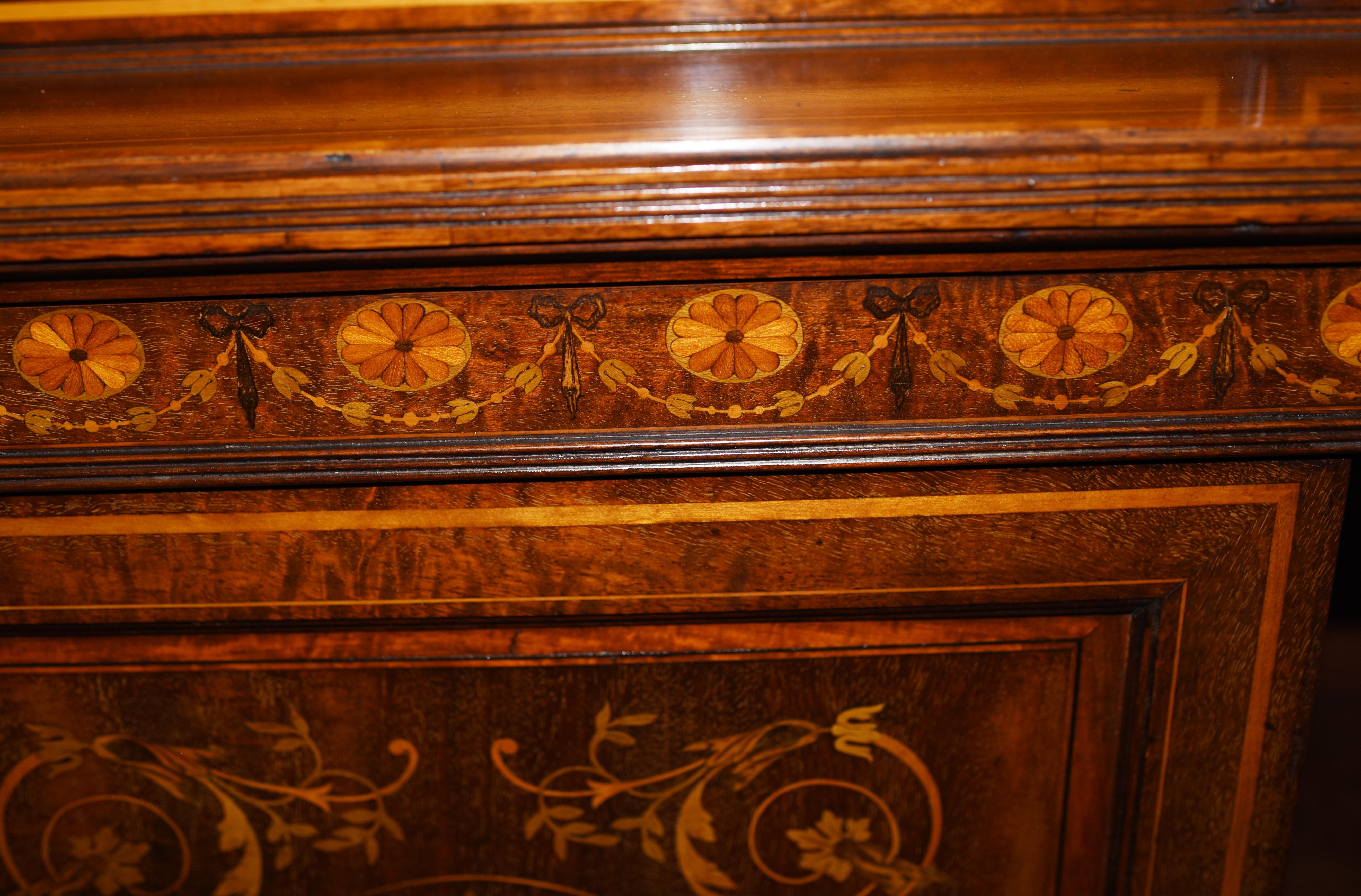 Sheraton Revival Mahogany Bookcase Display Cabinet For Sale 13