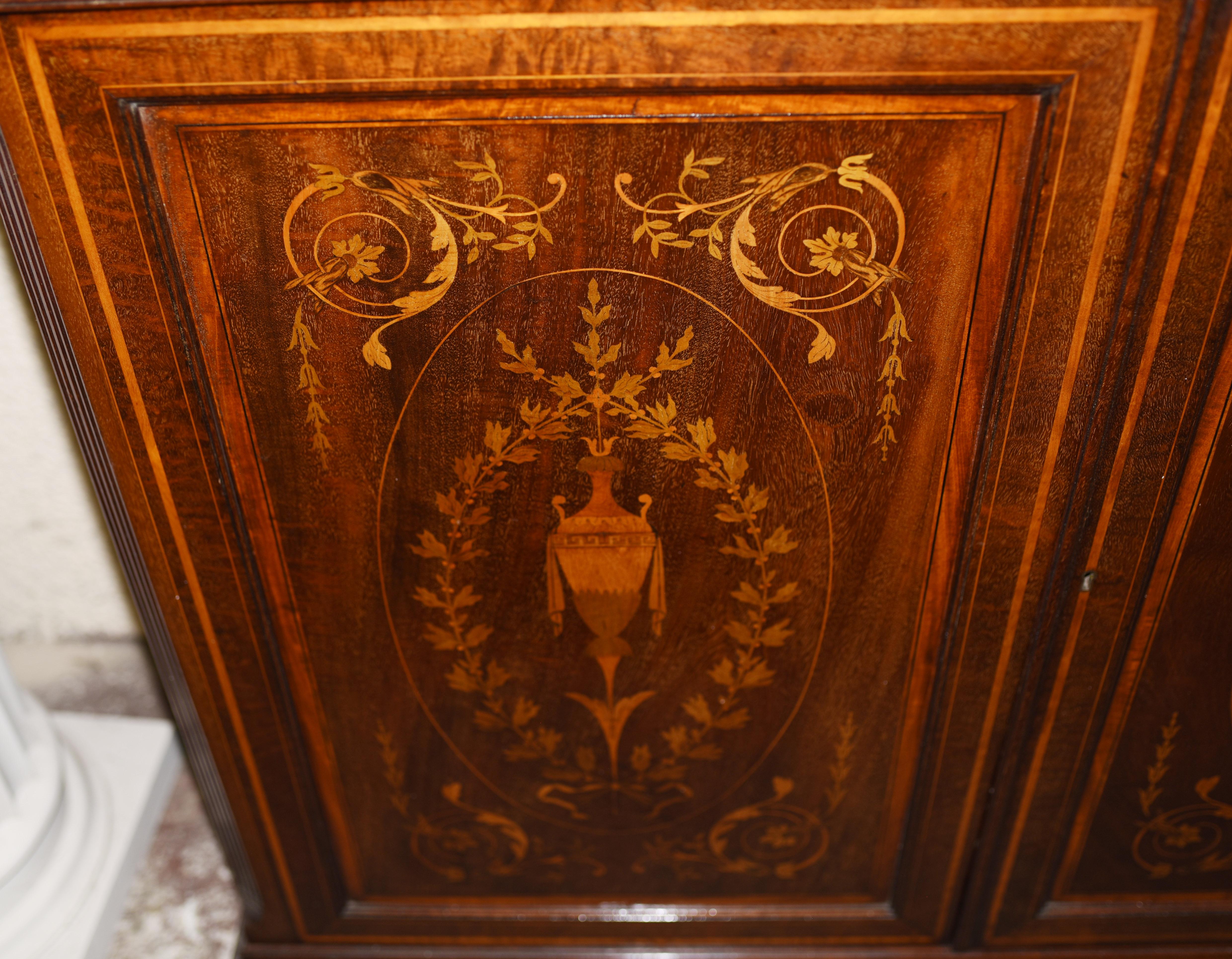 Sheraton Revival Mahogany Bookcase Display Cabinet For Sale 1