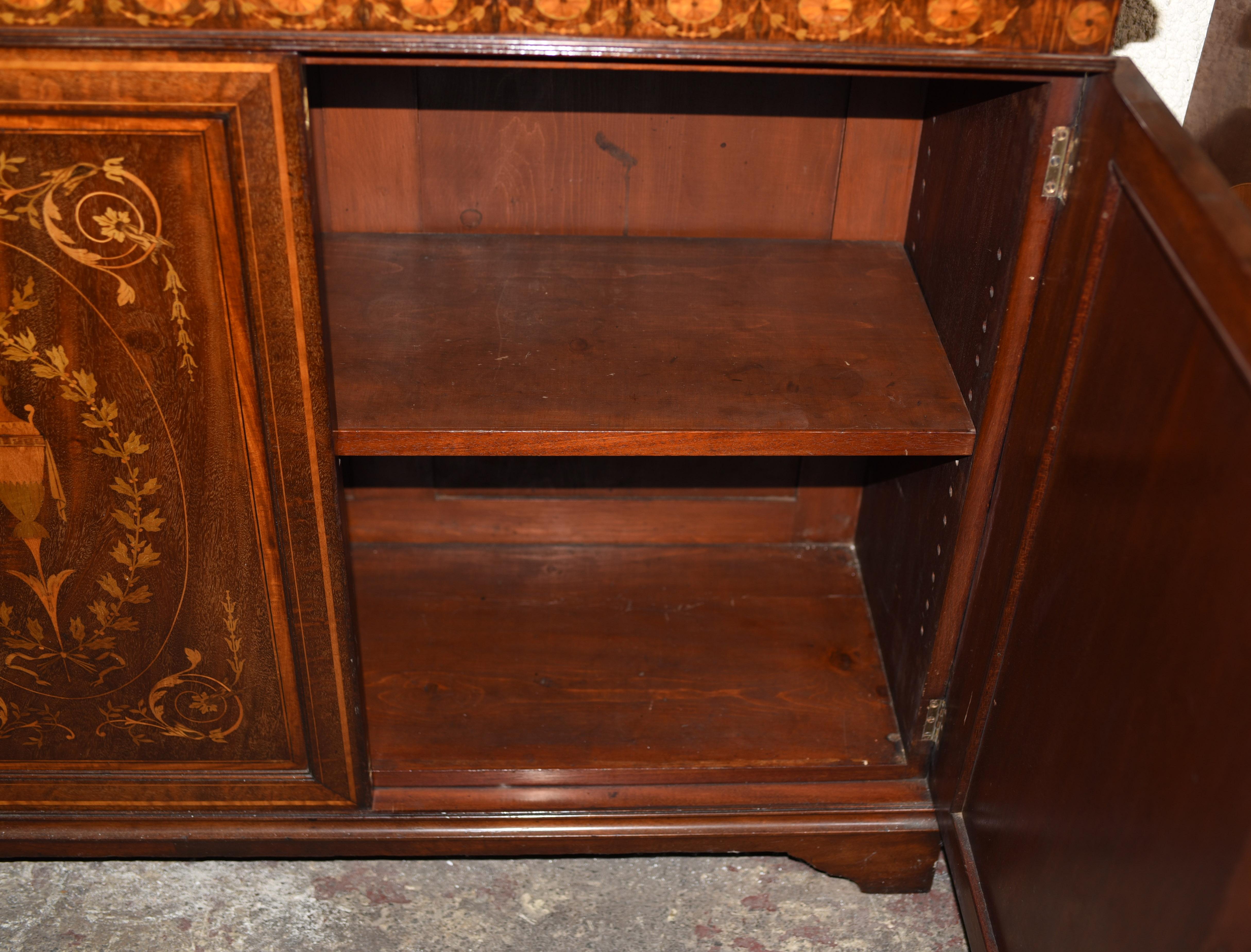Sheraton Revival Mahogany Bookcase Display Cabinet For Sale 2