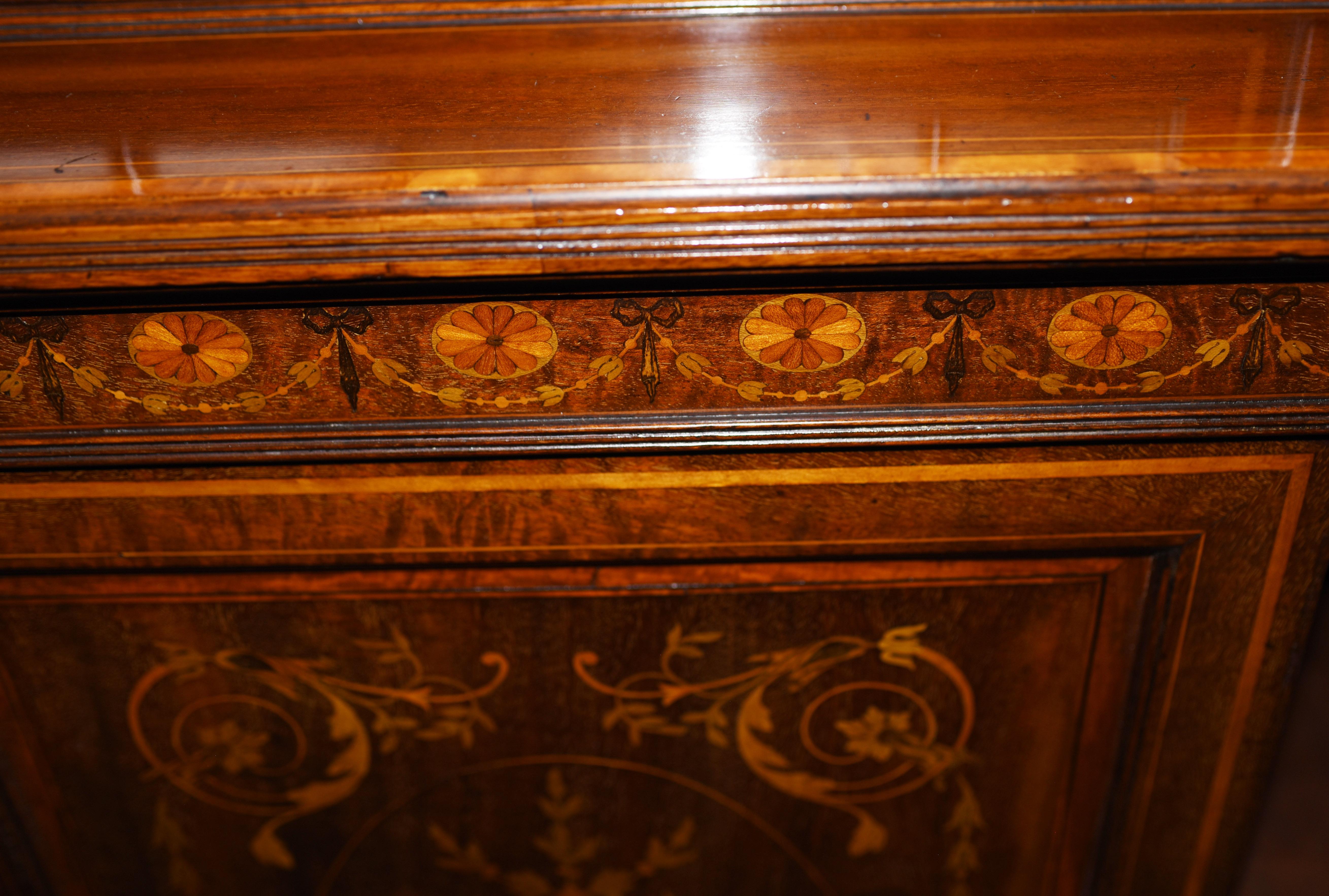 Sheraton Revival Mahogany Bookcase Display Cabinet For Sale 4