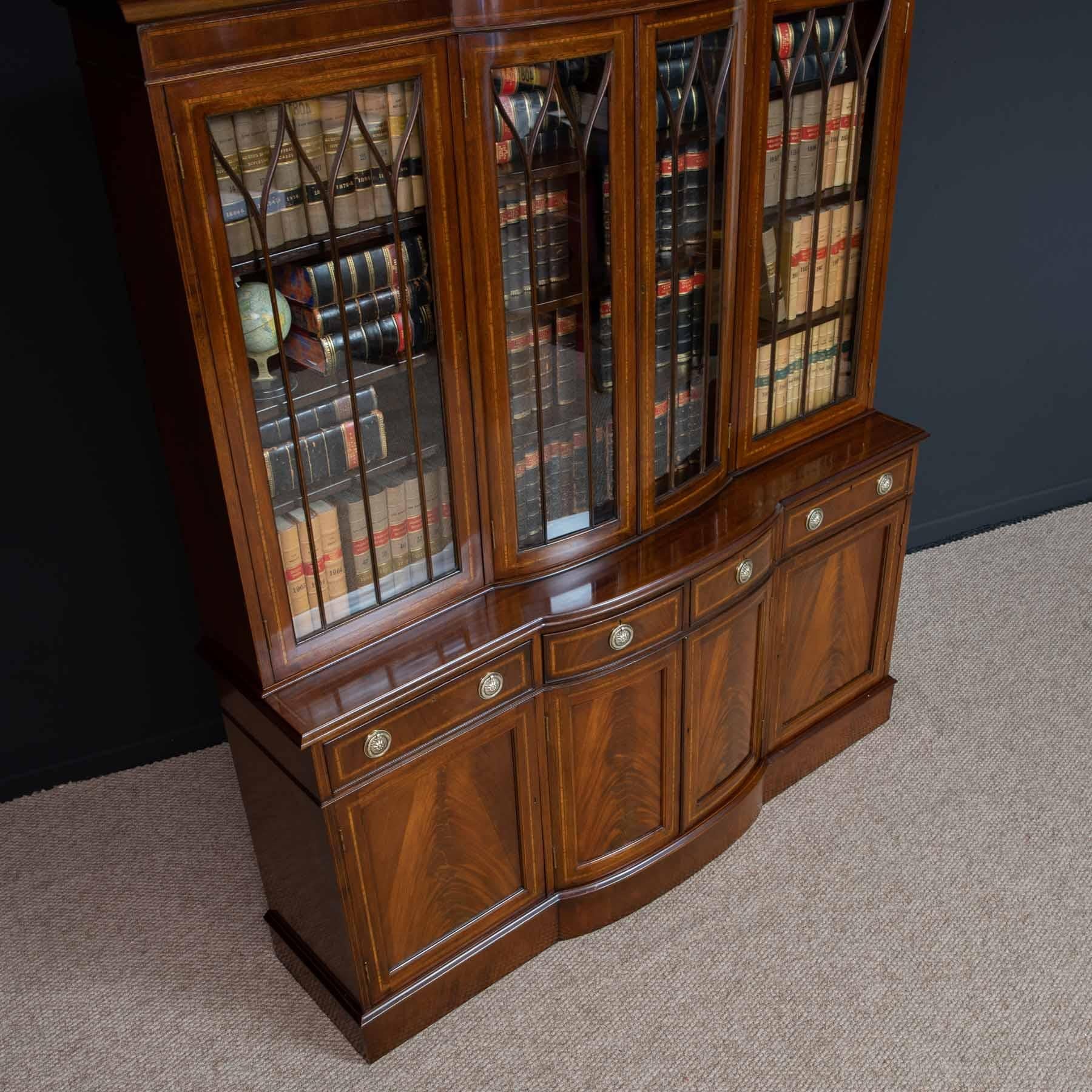 Glass Sheraton Revival Mahogany Bookcase