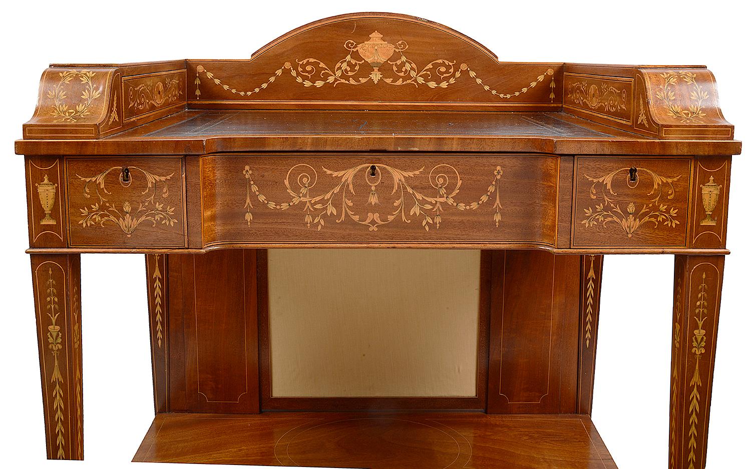 Mahagoni-Schreibtisch mit Intarsien im Sheraton-Stil für Damen:: 19 im Angebot 7