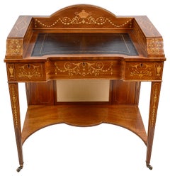 Sheraton Revival Mahogany Inlaid Ladies Desk, 19th Century