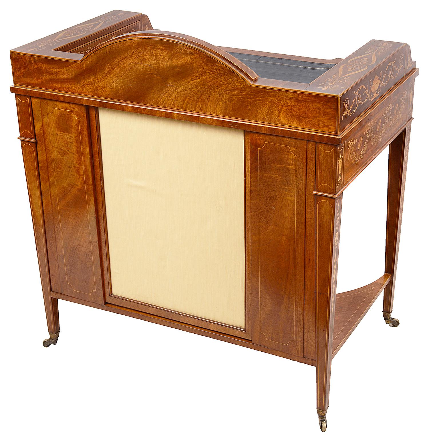 Sheraton Revival Mahogany Inlaid Ladies Desk, 19th Century For Sale 2