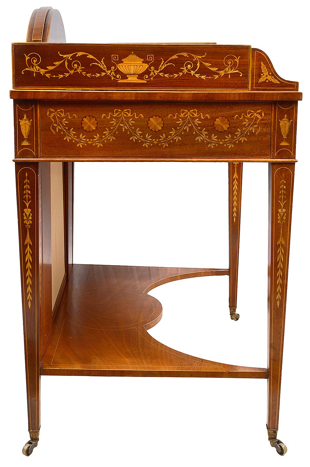 Mahagoni-Schreibtisch mit Intarsien im Sheraton-Stil für Damen:: 19 im Angebot 4