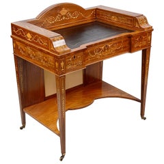 Sheraton Revival Mahogany Inlaid Ladies Desk, 19th Century