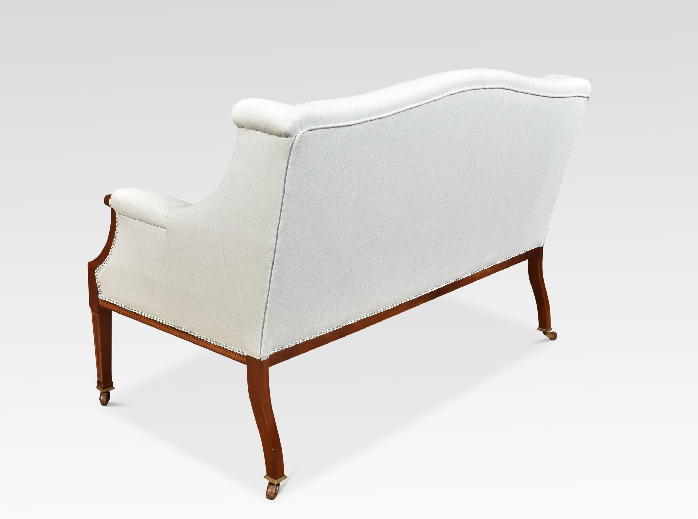 Sheraton Revival Mahogany Inlaid Settee 3