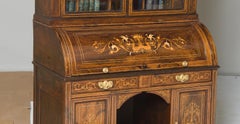 Sheraton Revival Rosewood Cylinder Bureau Bookcase