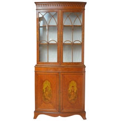 Antique Sheraton Revival Satinwood Bookcase