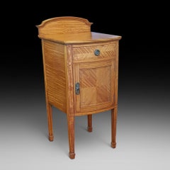 Sheraton Revival Satinwood Bow Fronted Bedside Cabinet