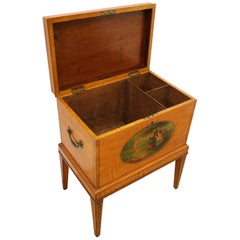 Antique Sheraton Revival Satinwood Painted Wine Cooler, circa 1860