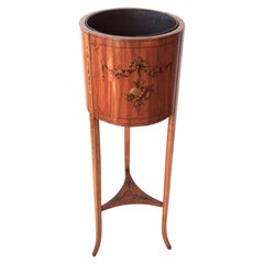 Sheraton Revival Satinwood Round Planter with Painted Decoration