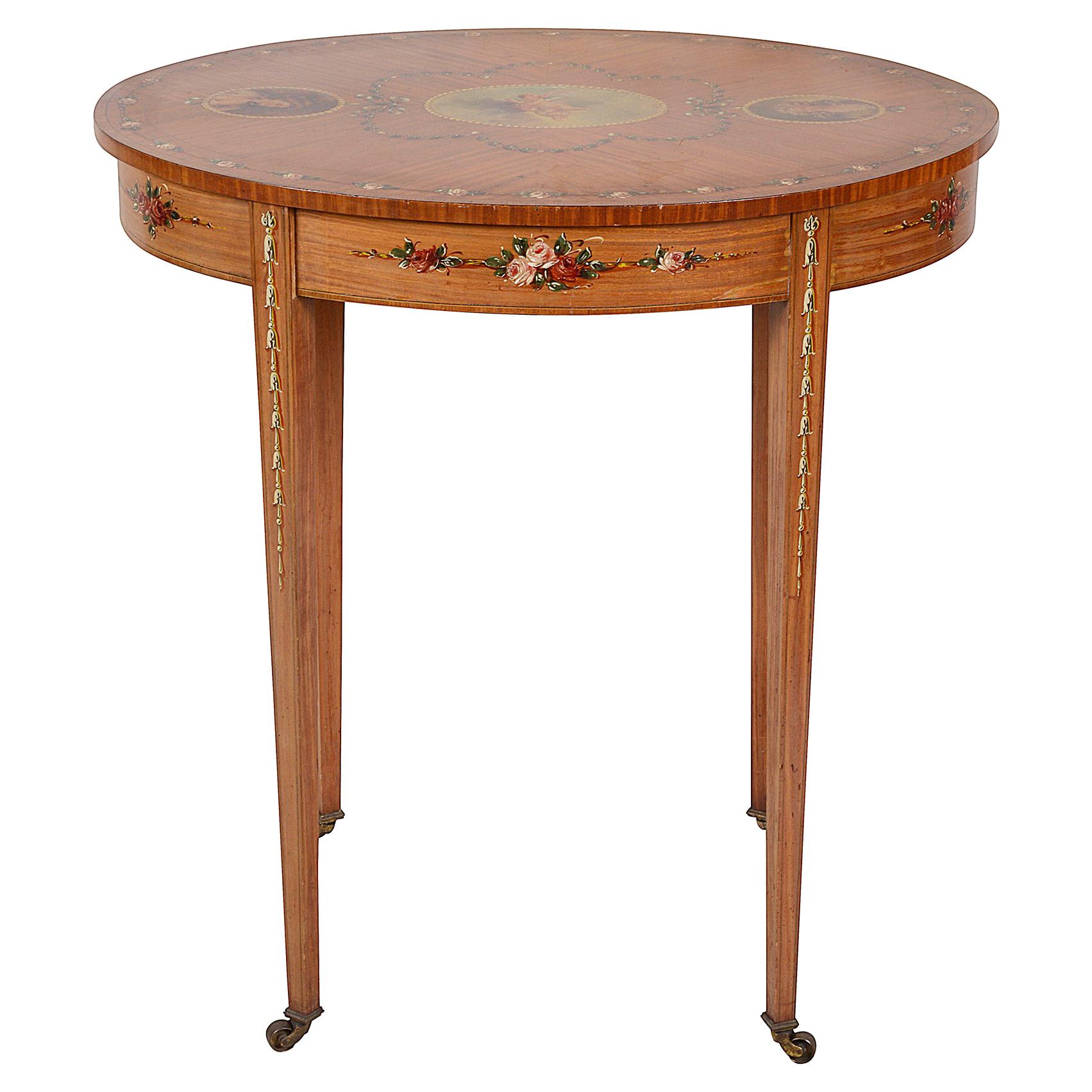 Sheraton Revival Satinwood Side Table, circa 1890