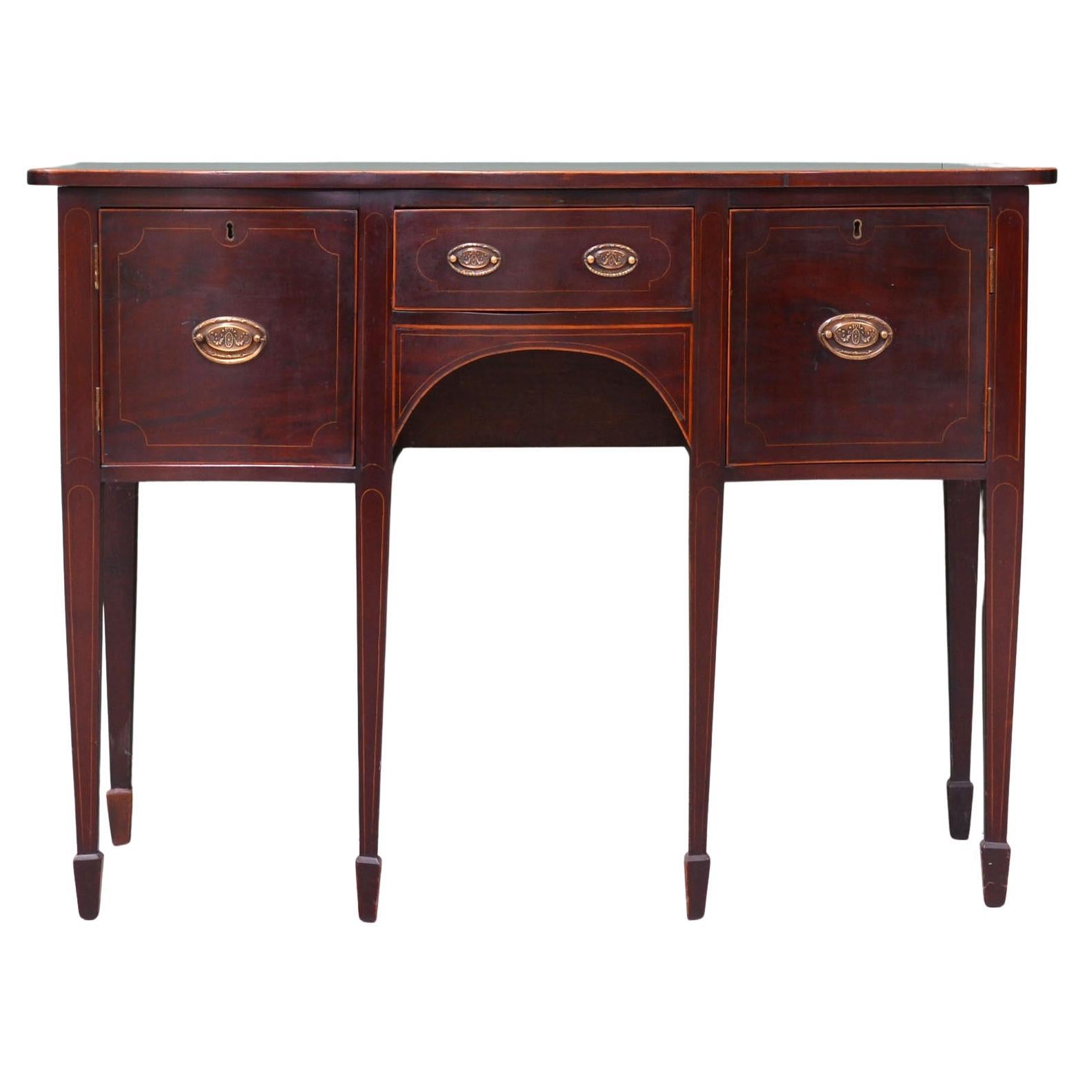 Sheraton revival serpentine mahogany sideboard