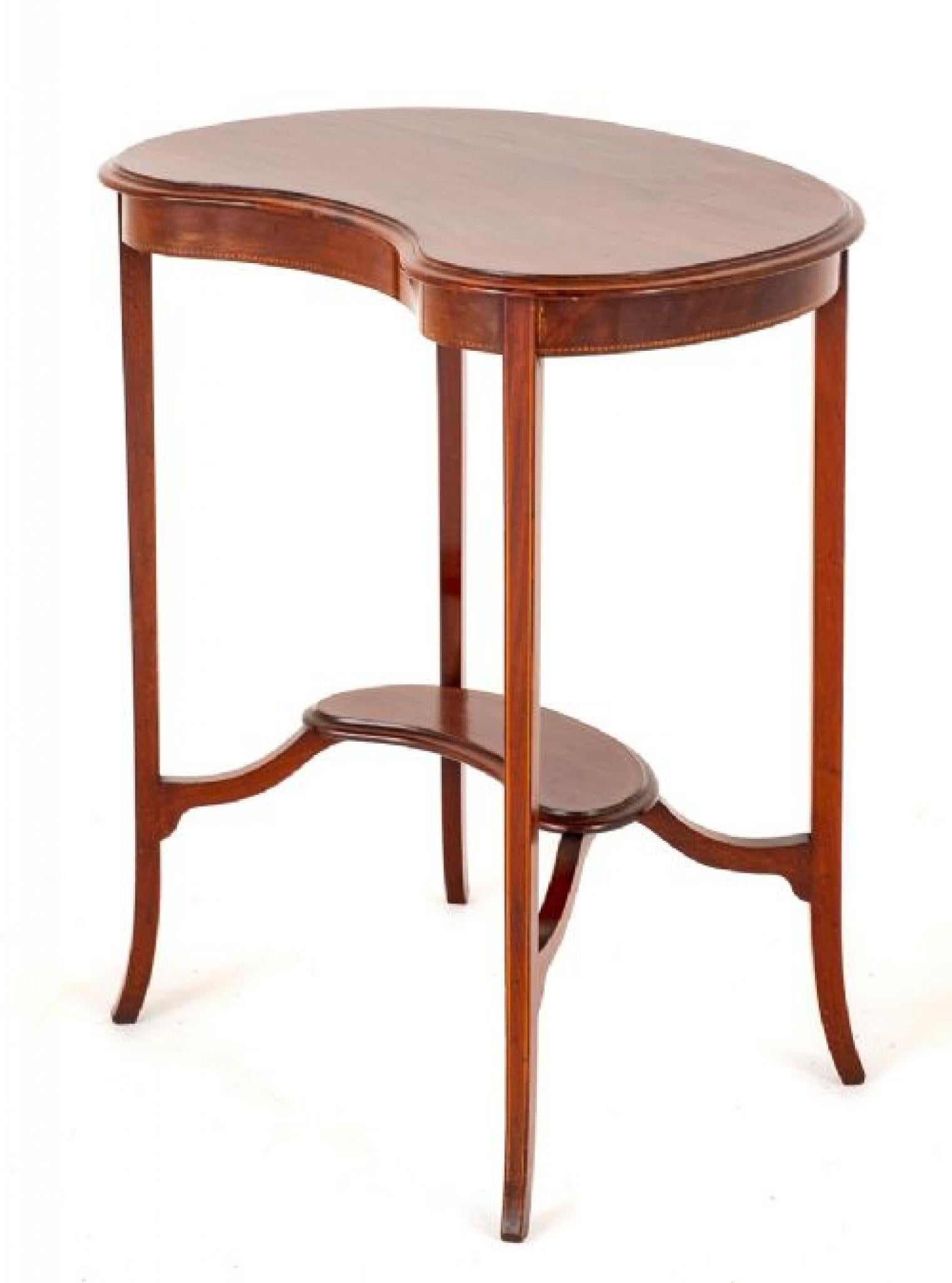Early 20th Century Sheraton Revival Side Table Kidney Bean Form