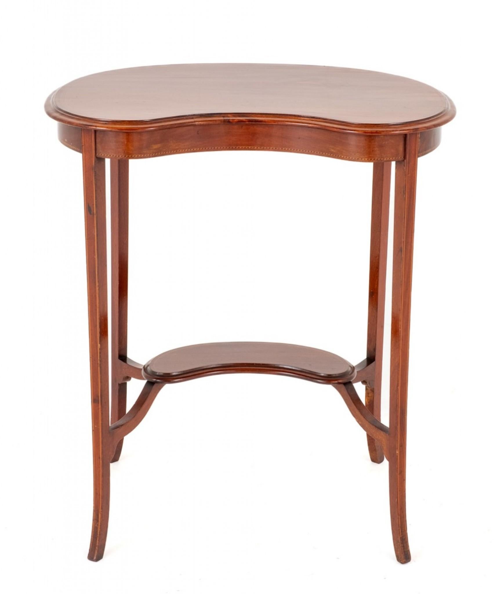 Mahogany Sheraton Revival Side Table Kidney Bean Form For Sale