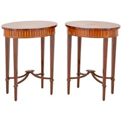 Antique Sheraton Revival Side Tables Mahogany Inlay
