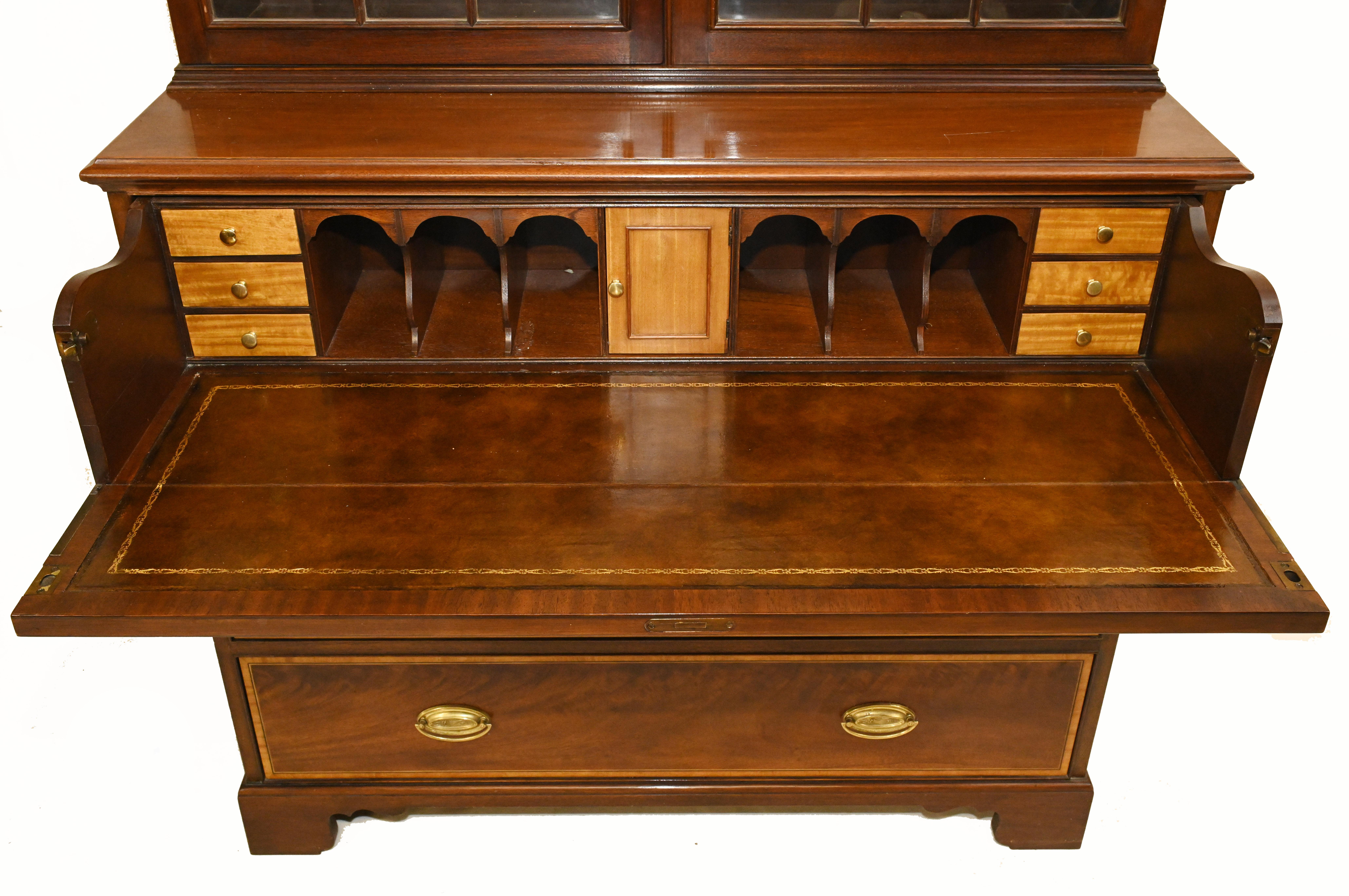 Sheraton Secretaire Bookcase Antique Mahogany Desk, 1910 For Sale 6
