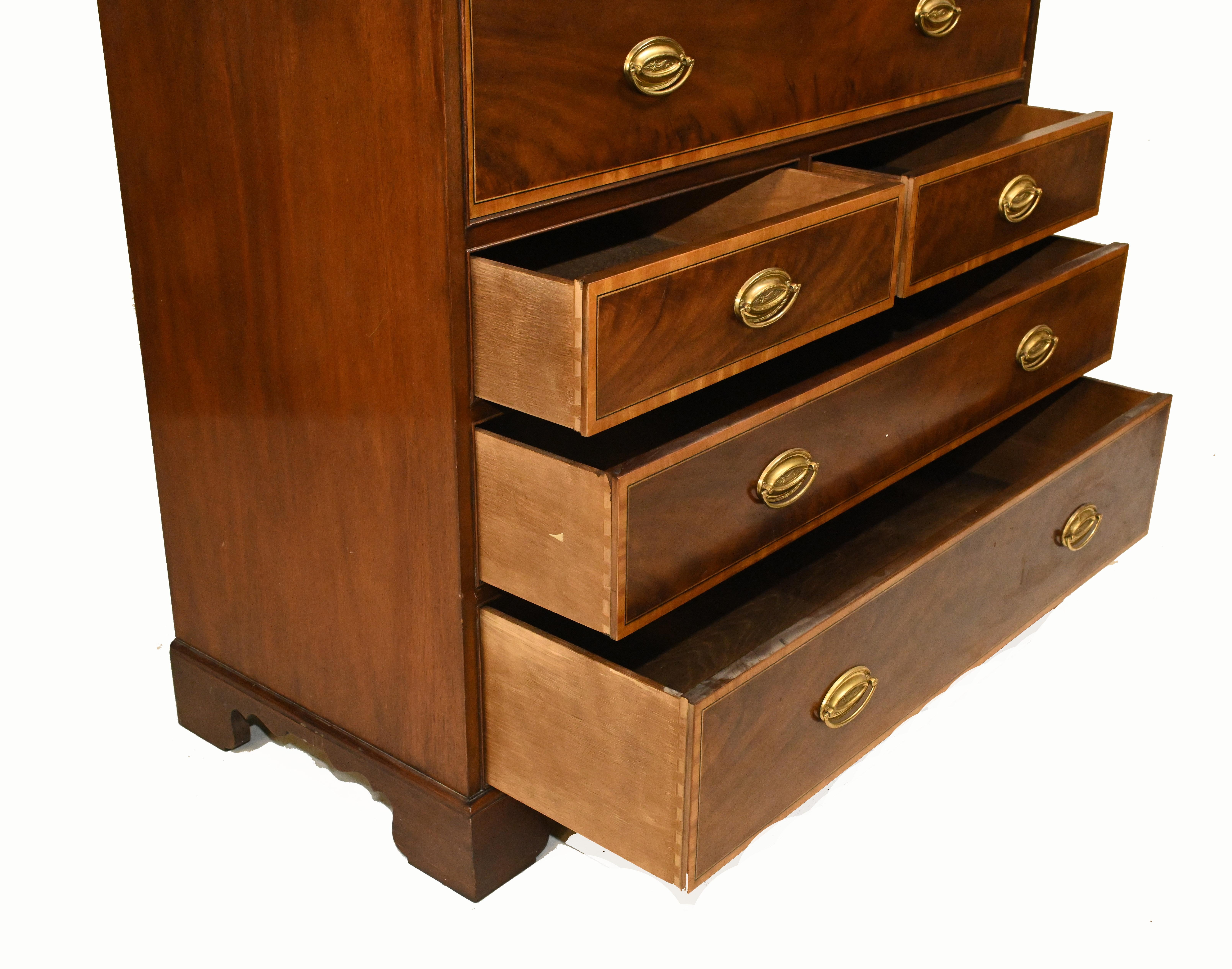 Sheraton Secretaire Bookcase Antique Mahogany Desk, 1910 For Sale 11