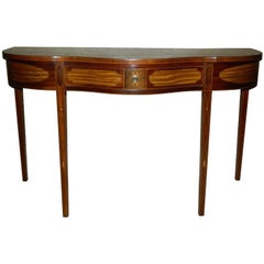 Sheraton Serpentine Sideboard or Console in Mahogany and Satinwood, 20th Century