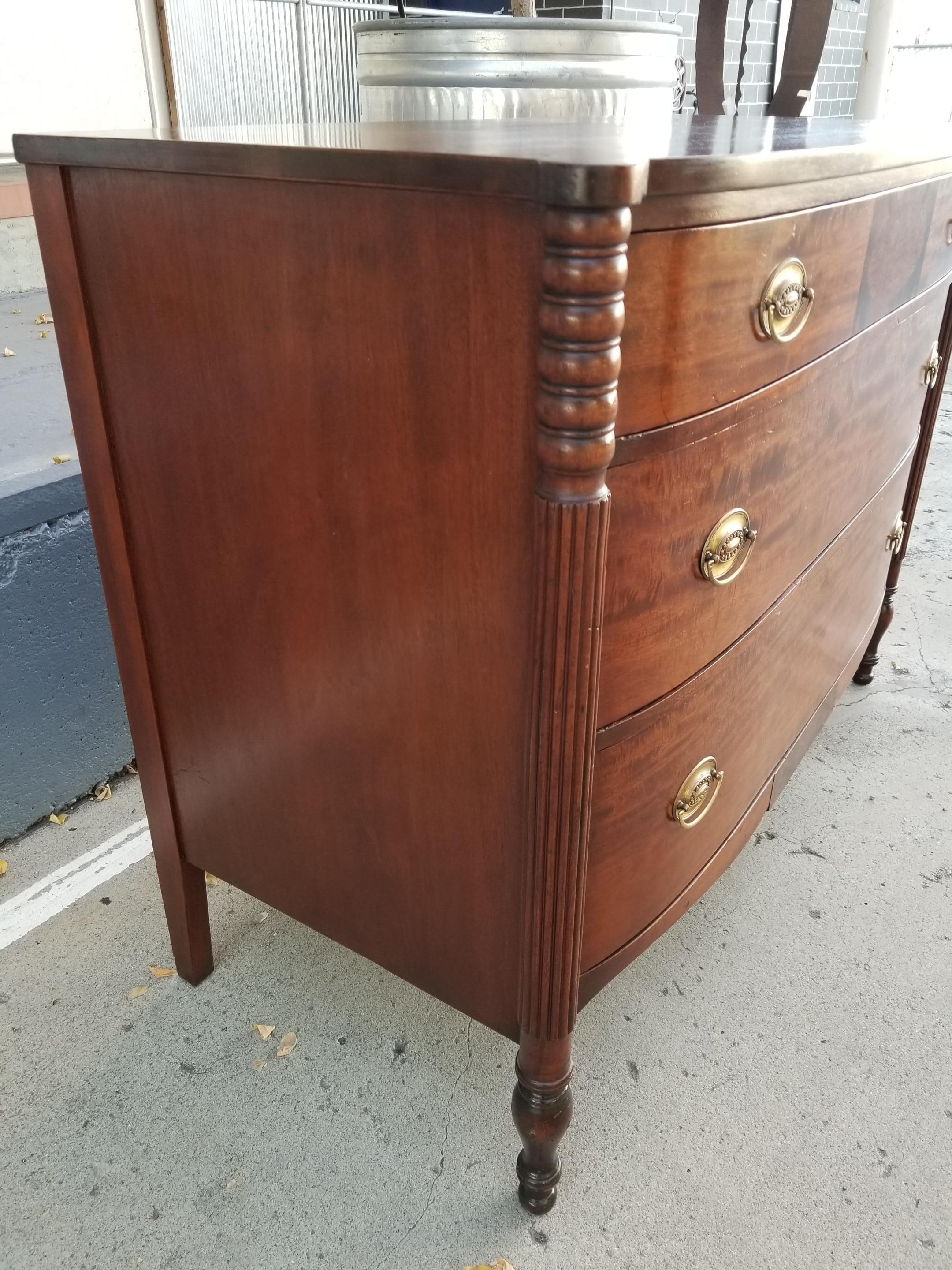 American Sheraton Style Bow Front Dresser, circa 1930