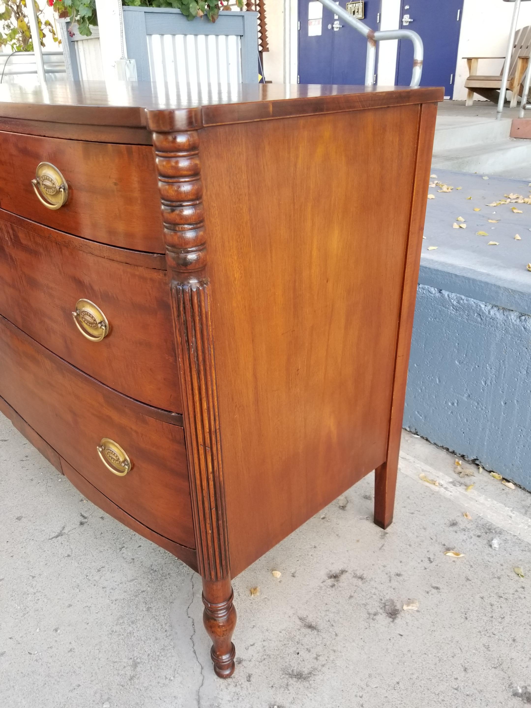 20th Century Sheraton Style Bow Front Dresser, circa 1930