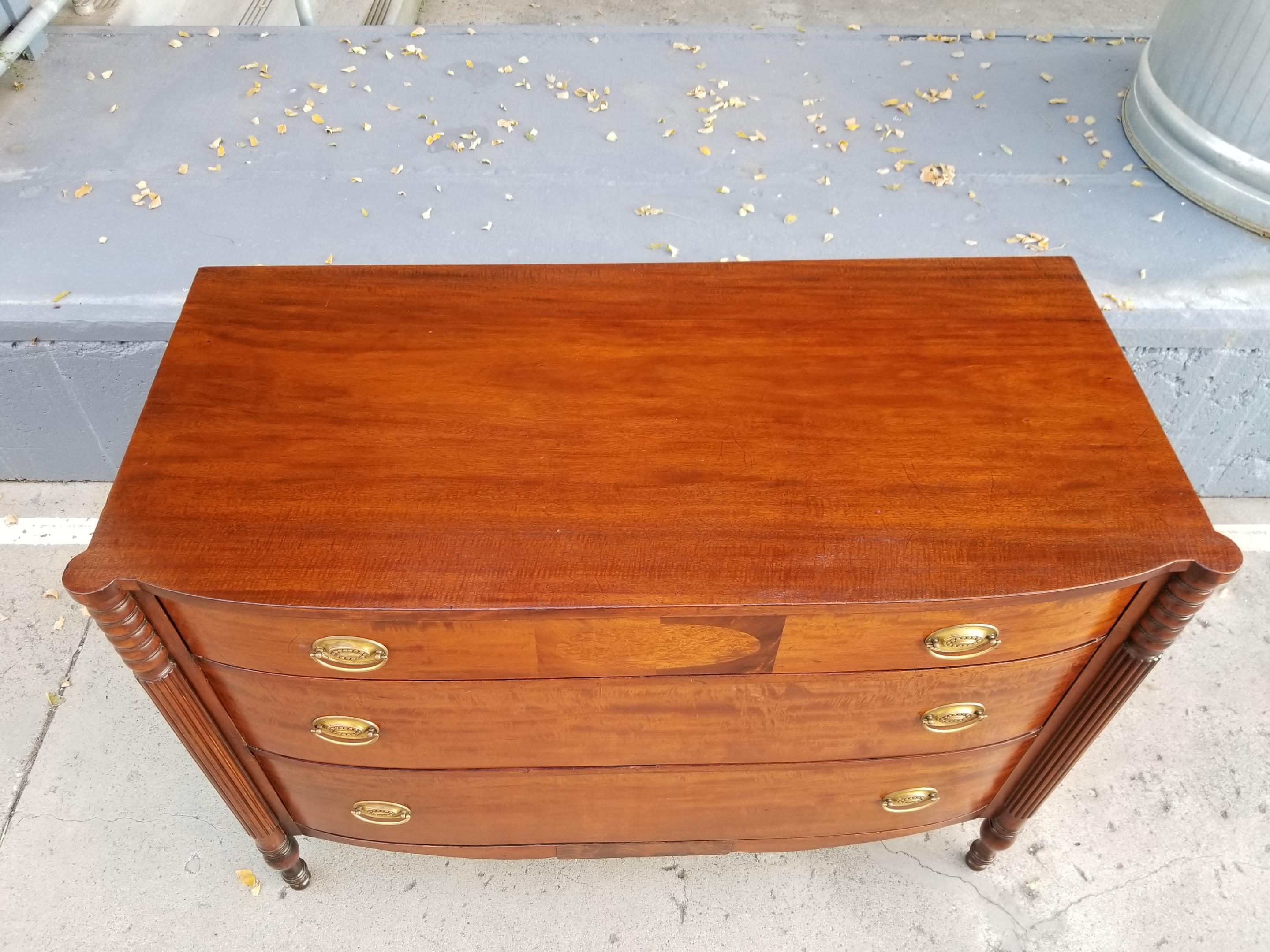 Mahogany Sheraton Style Bow Front Dresser, circa 1930