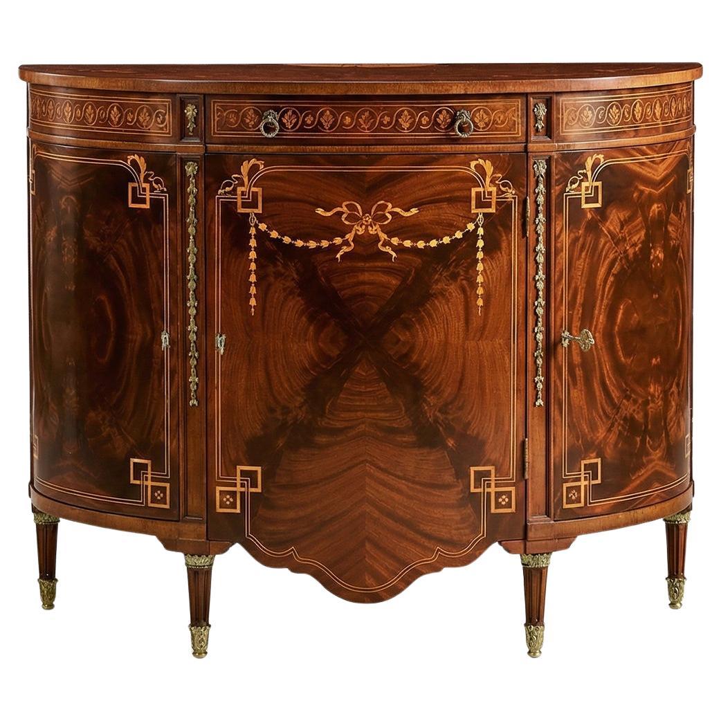 Sheraton Style Bowfront Light Mahogany Commode For Sale