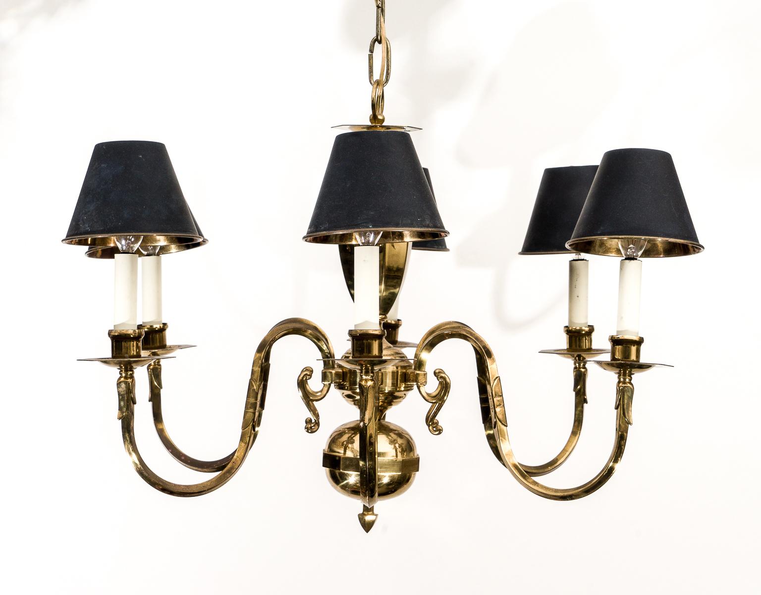 brass chandelier with shades