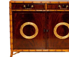Sheraton Style Cabinet with Carved Bamboo Frame