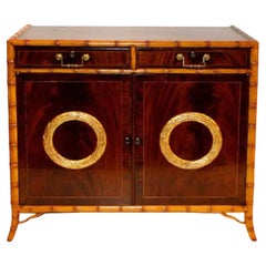Sheraton Style Cabinet with Carved Bamboo Frame
