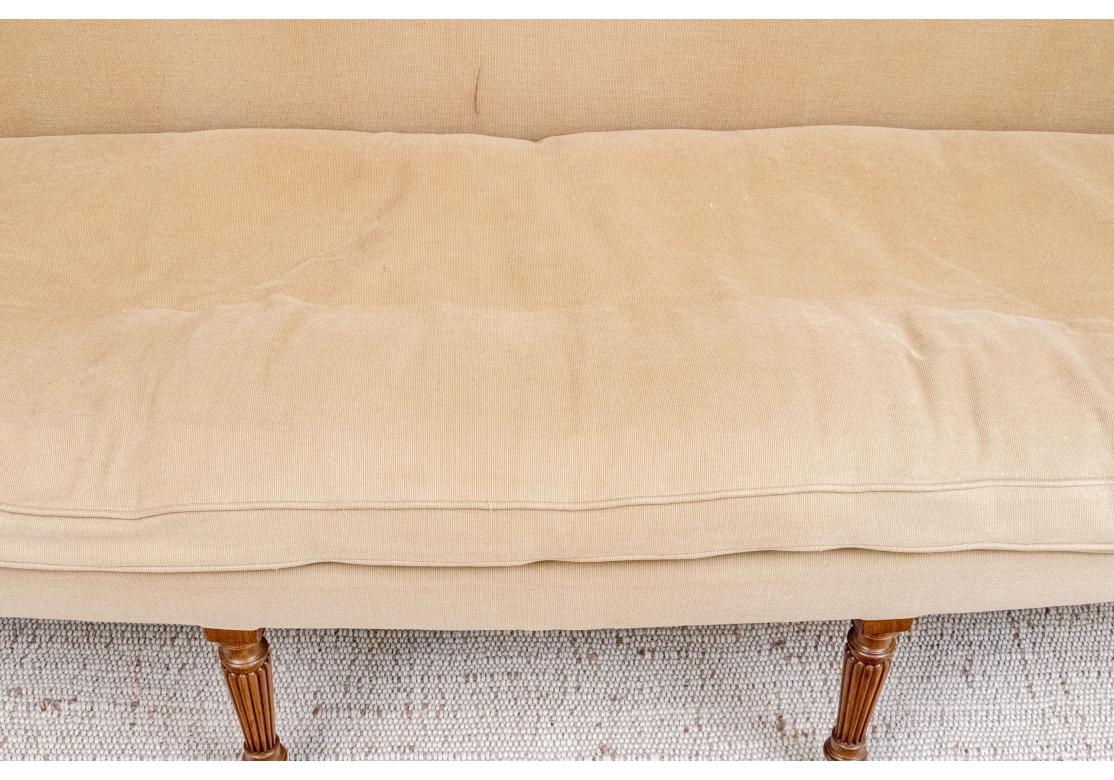 Sheraton Style Custom Upholstered Sofa with Inlaid Frame For Sale 7
