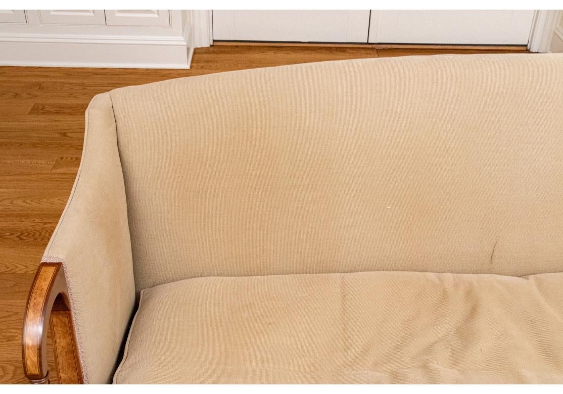 Sheraton Style Custom Upholstered Sofa with Inlaid Frame For Sale 15