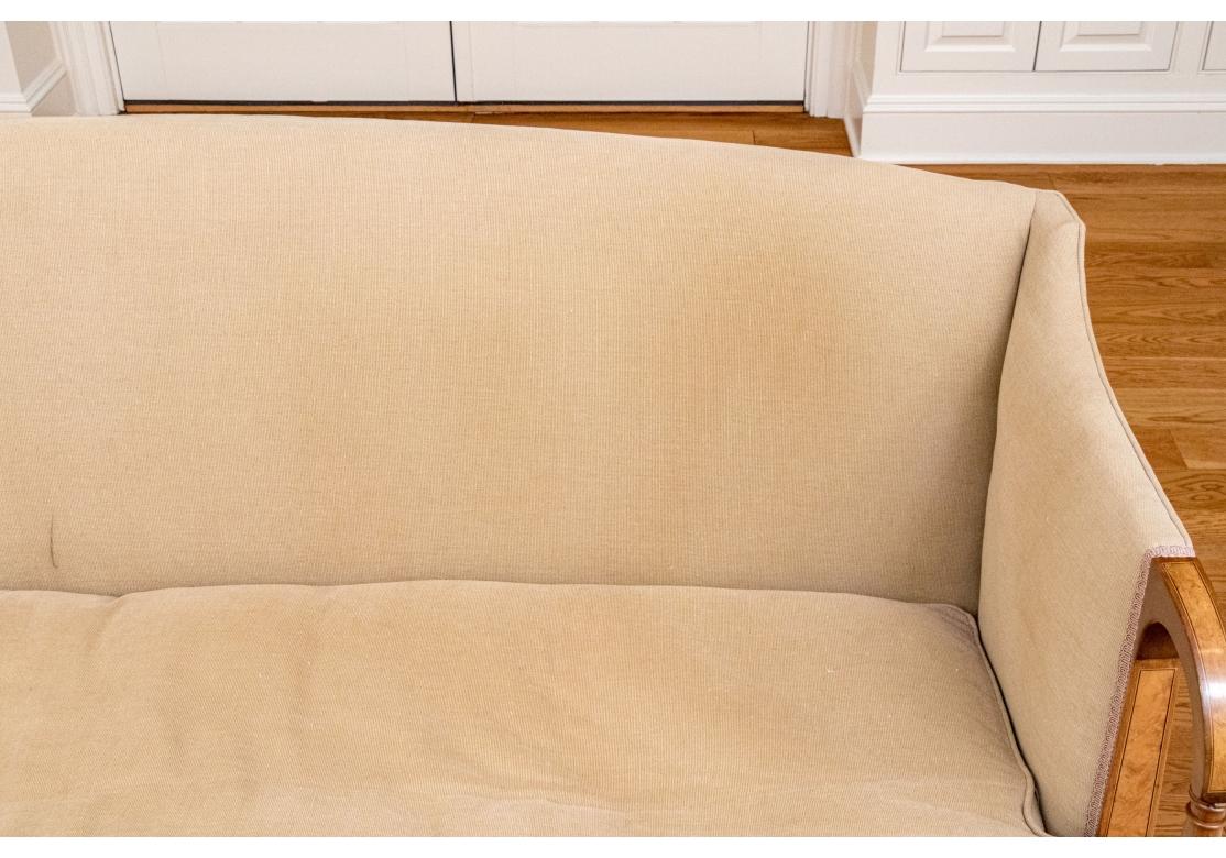 Sheraton Style Custom Upholstered Sofa with Inlaid Frame For Sale 1