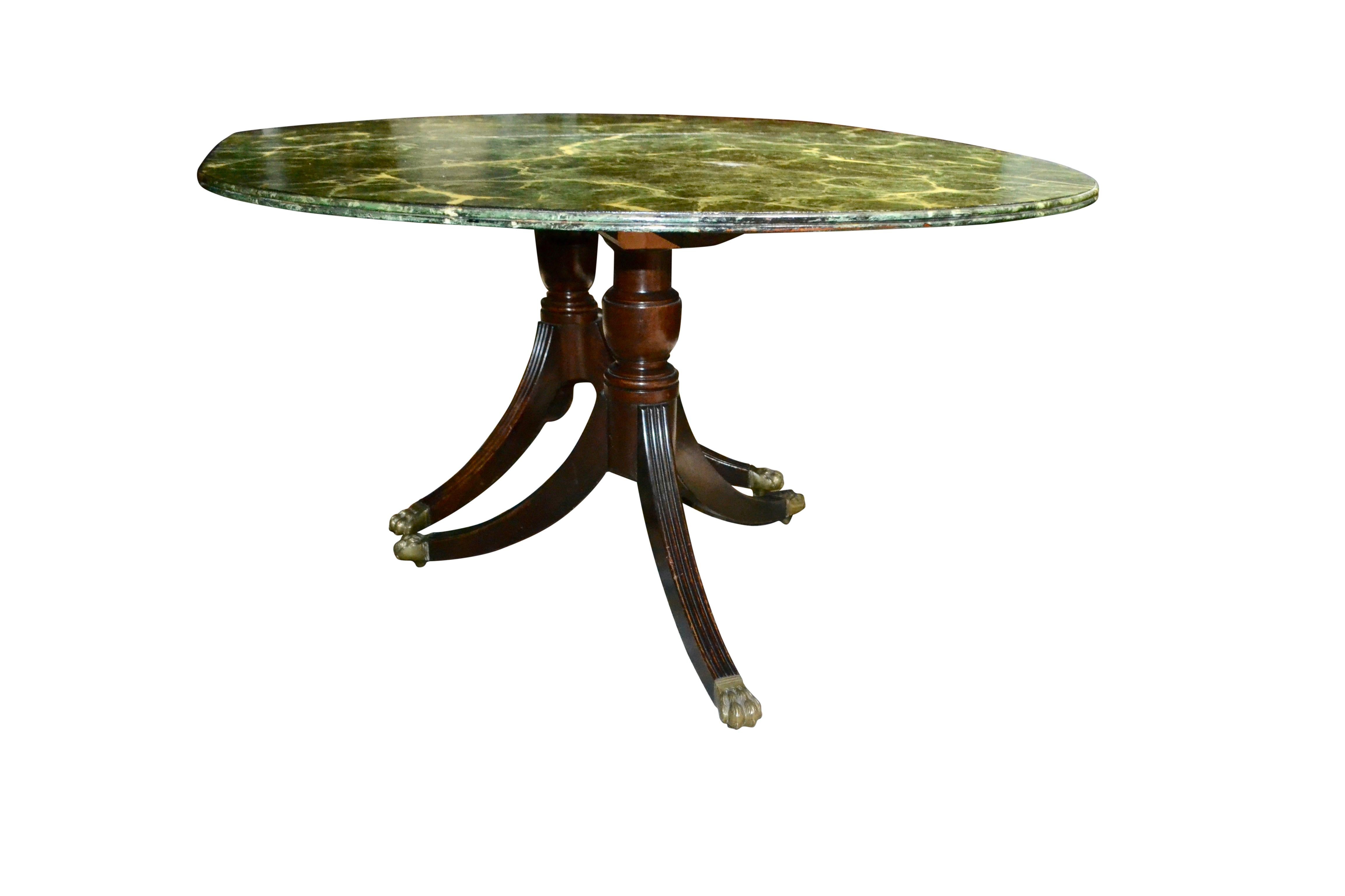American Sheraton Style Dining Table with Faux Marble Top For Sale