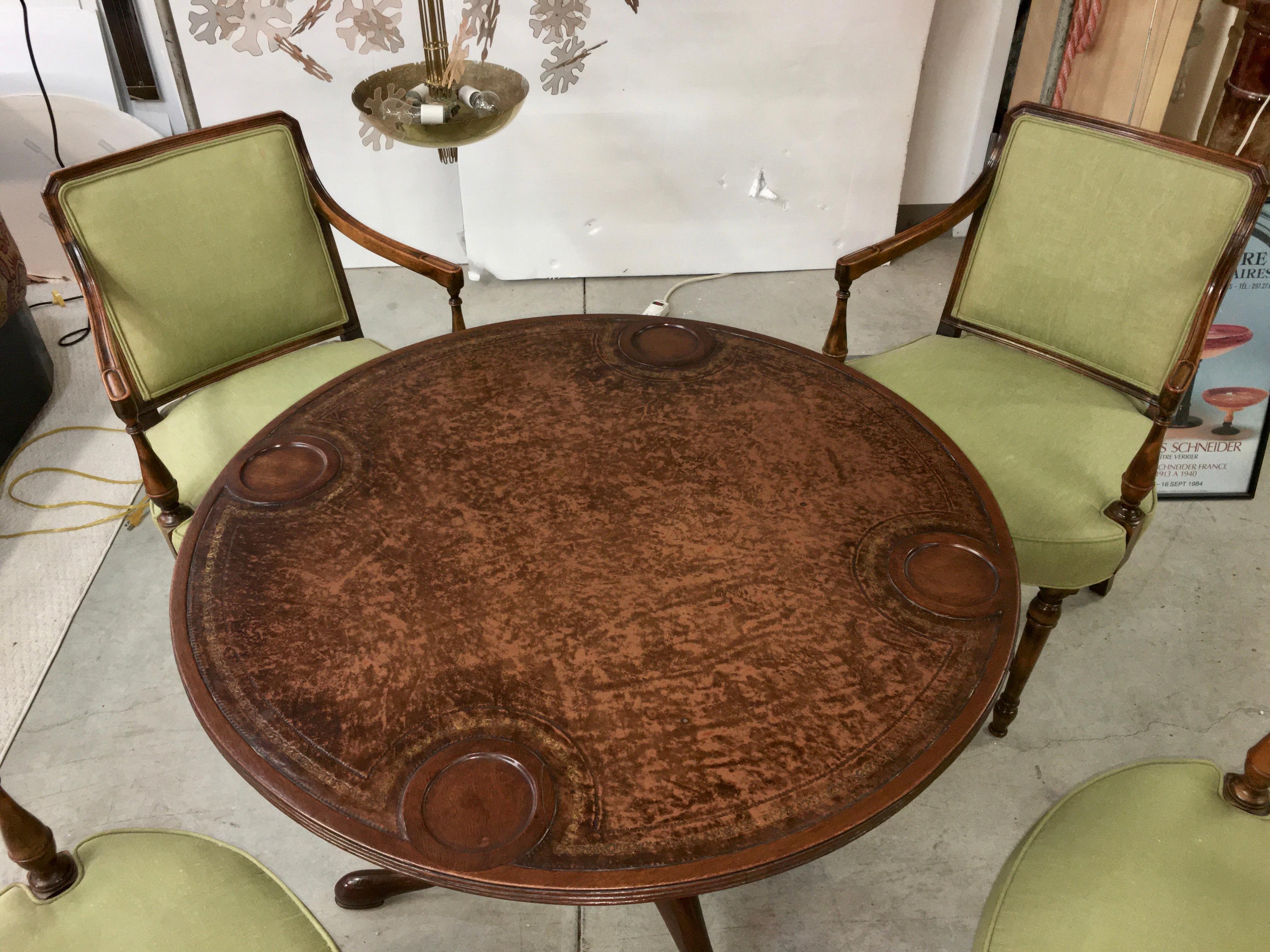 antique game table and chairs
