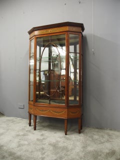 Sheraton Style Inlaid and Painted Display Cabinet